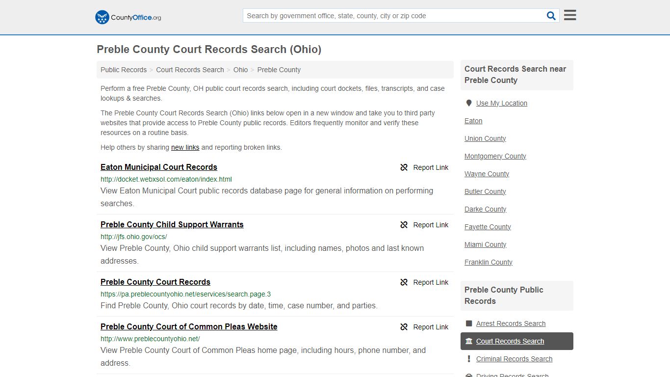 Preble County Court Records Search (Ohio) - County Office