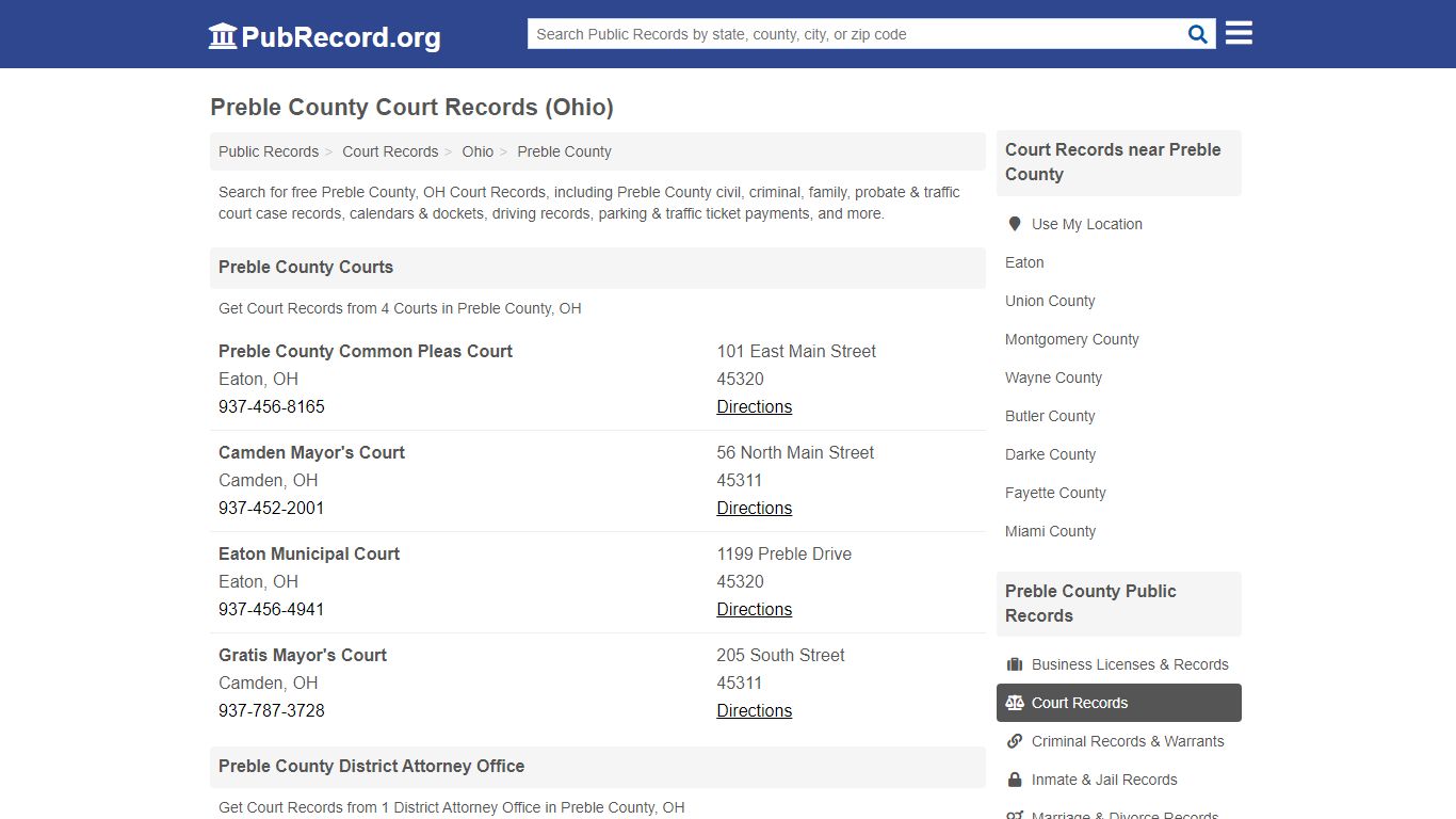 Free Preble County Court Records (Ohio Court Records) - PubRecord.org